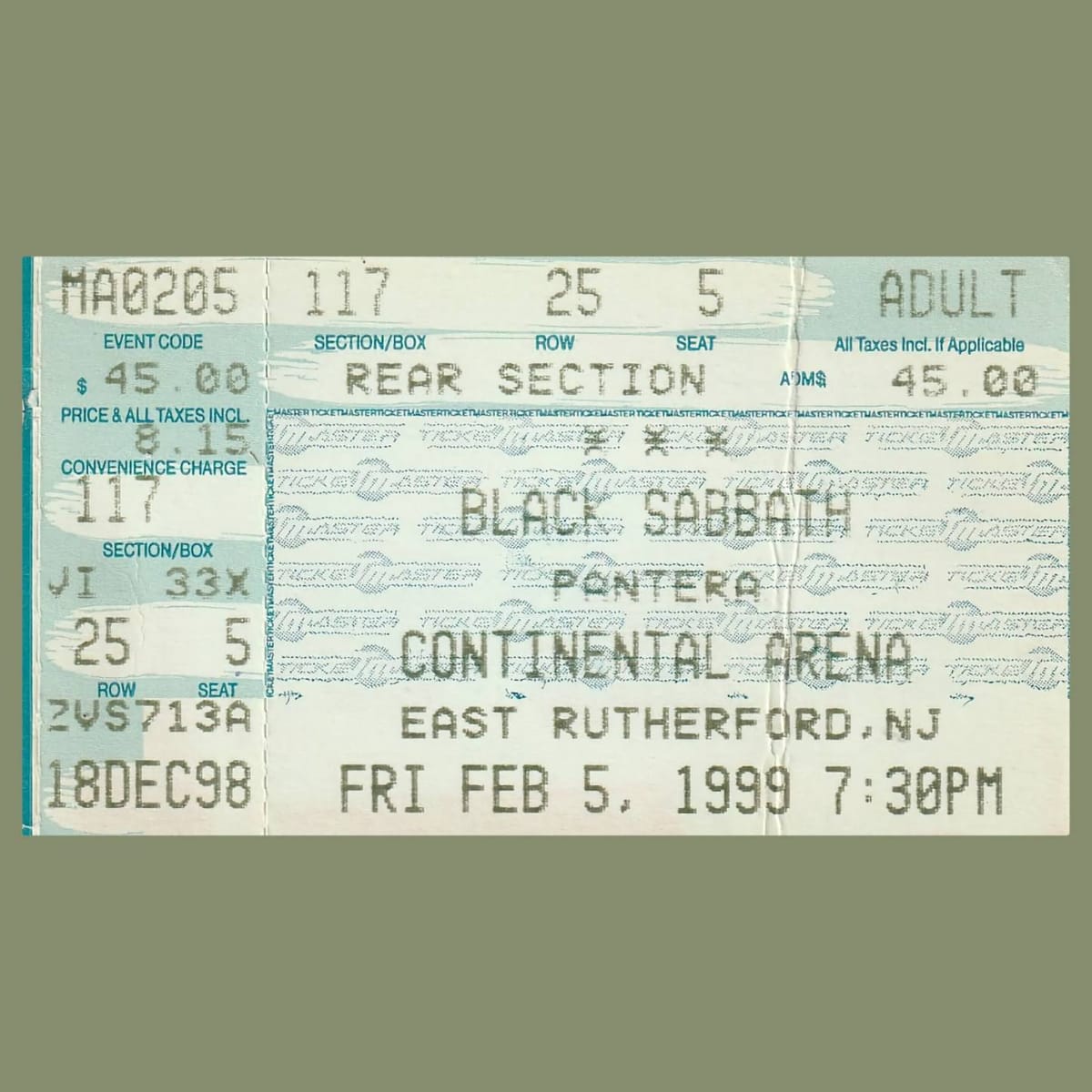 Black Sabbath, East Rutherford, NJ, February 5, 1999 Post feature image