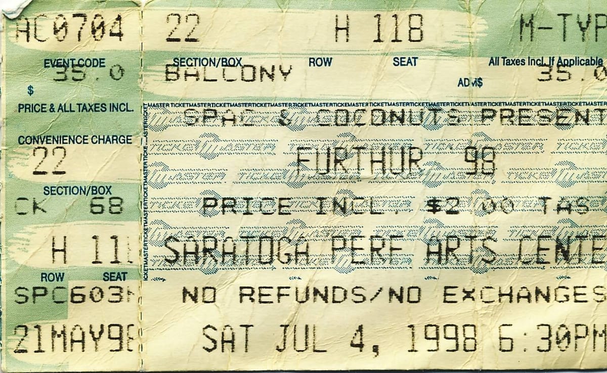 Furthur ’98, Saratoga Springs, NY, July 4, 1998 Post feature image