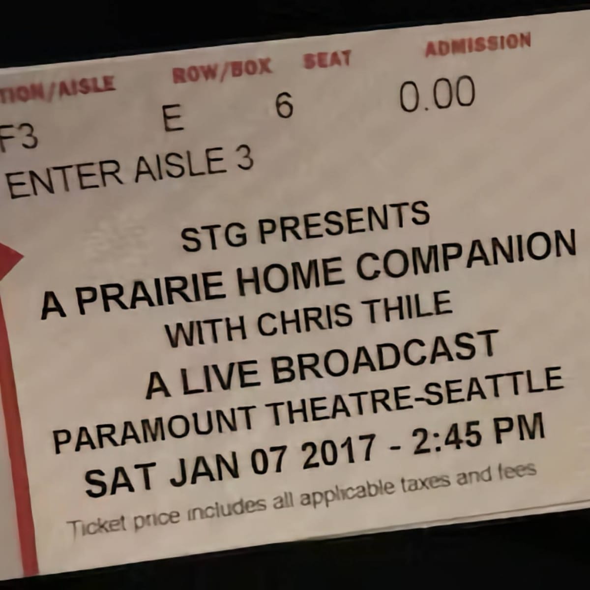 A Prairie Home Companion, Seattle, WA, January 7, 2017 Post feature image