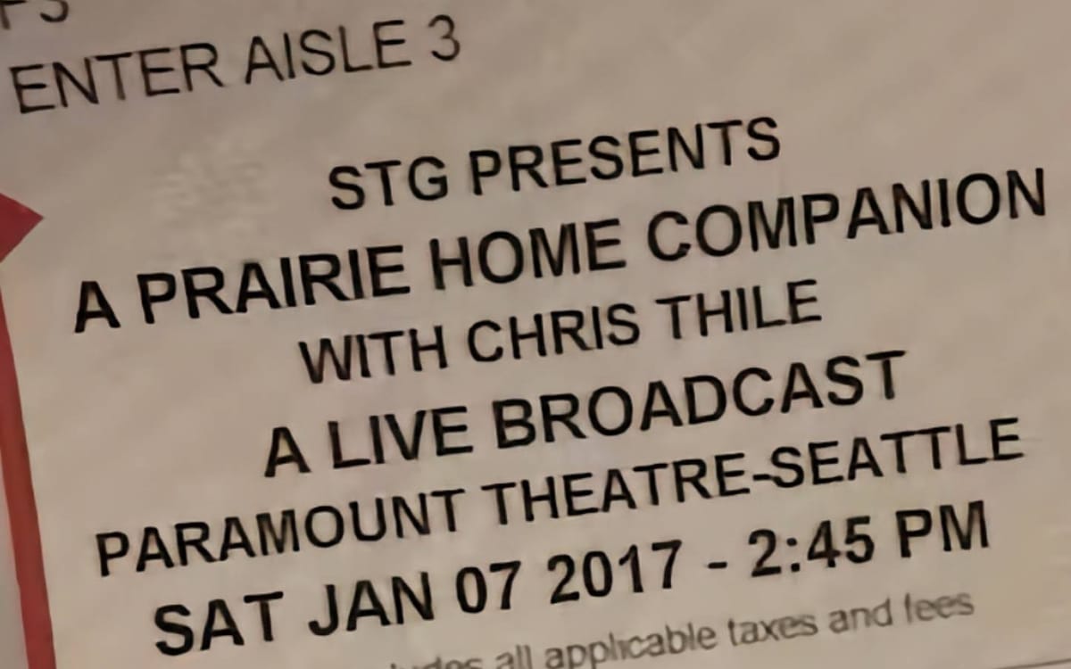 A Prairie Home Companion, Seattle, WA, January 7, 2017 Post feature image