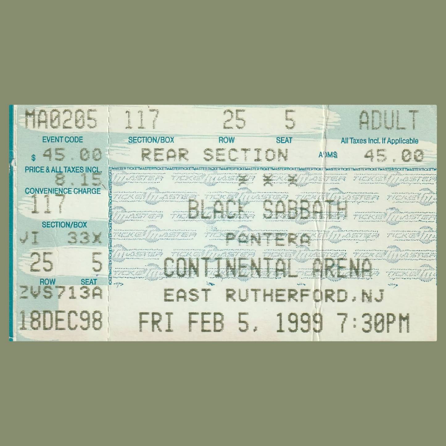 Black Sabbath, East Rutherford, NJ, February 5, 1999 Post image