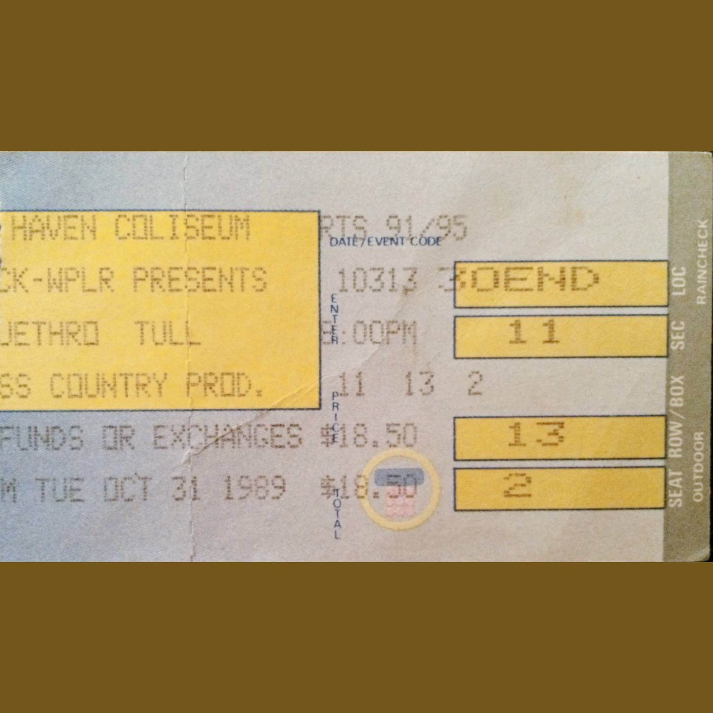 Jethro Tull, New Haven, CT, October 31, 1989 Post image