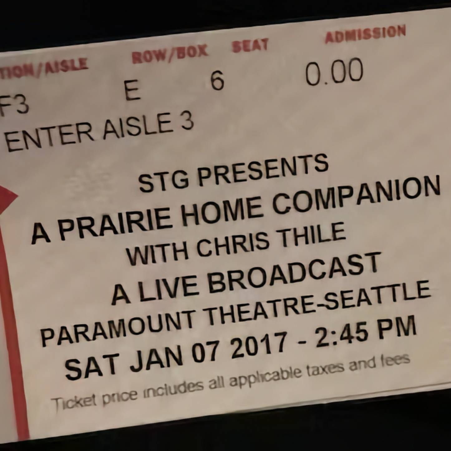 A Prairie Home Companion, Seattle, WA, January 7, 2017 Post image