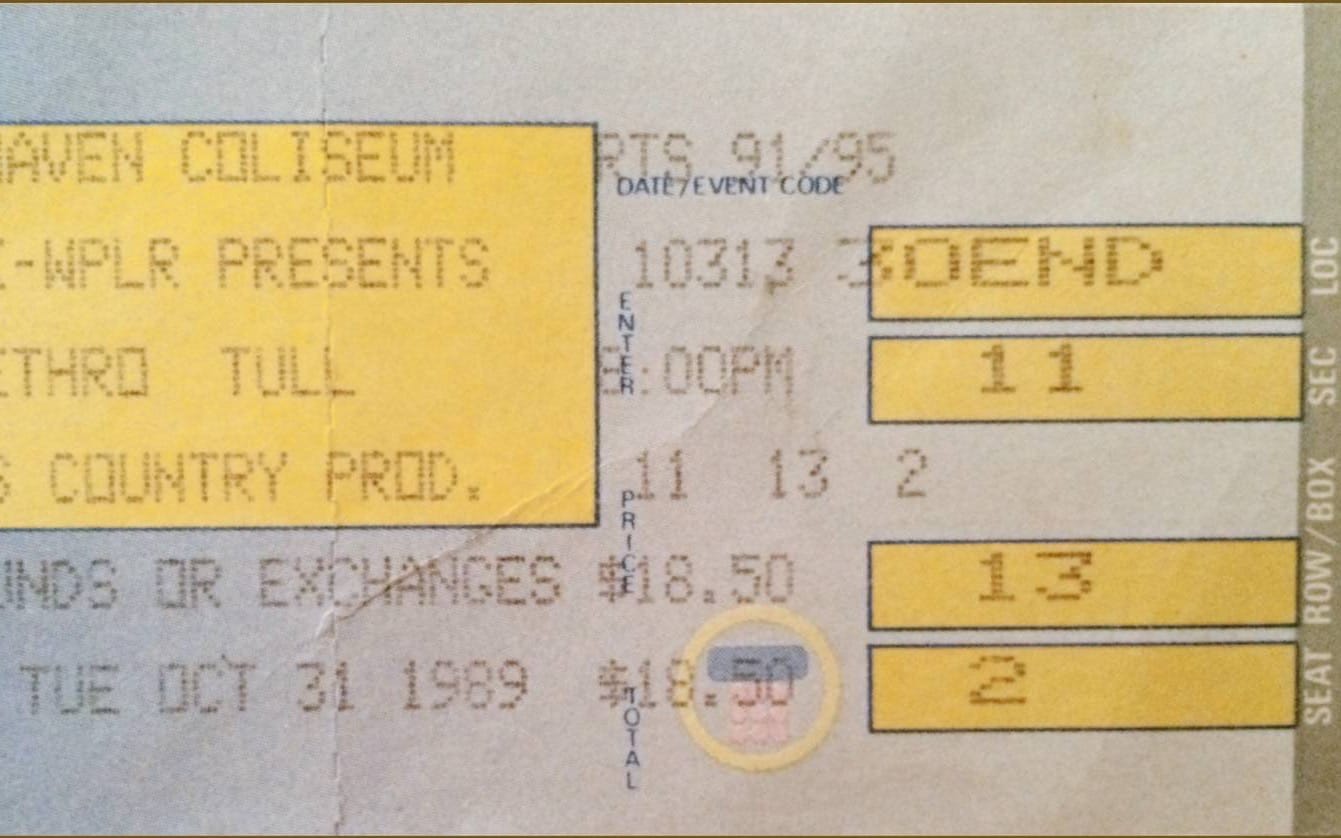 Jethro Tull, New Haven, CT, October 31, 1989 Post image